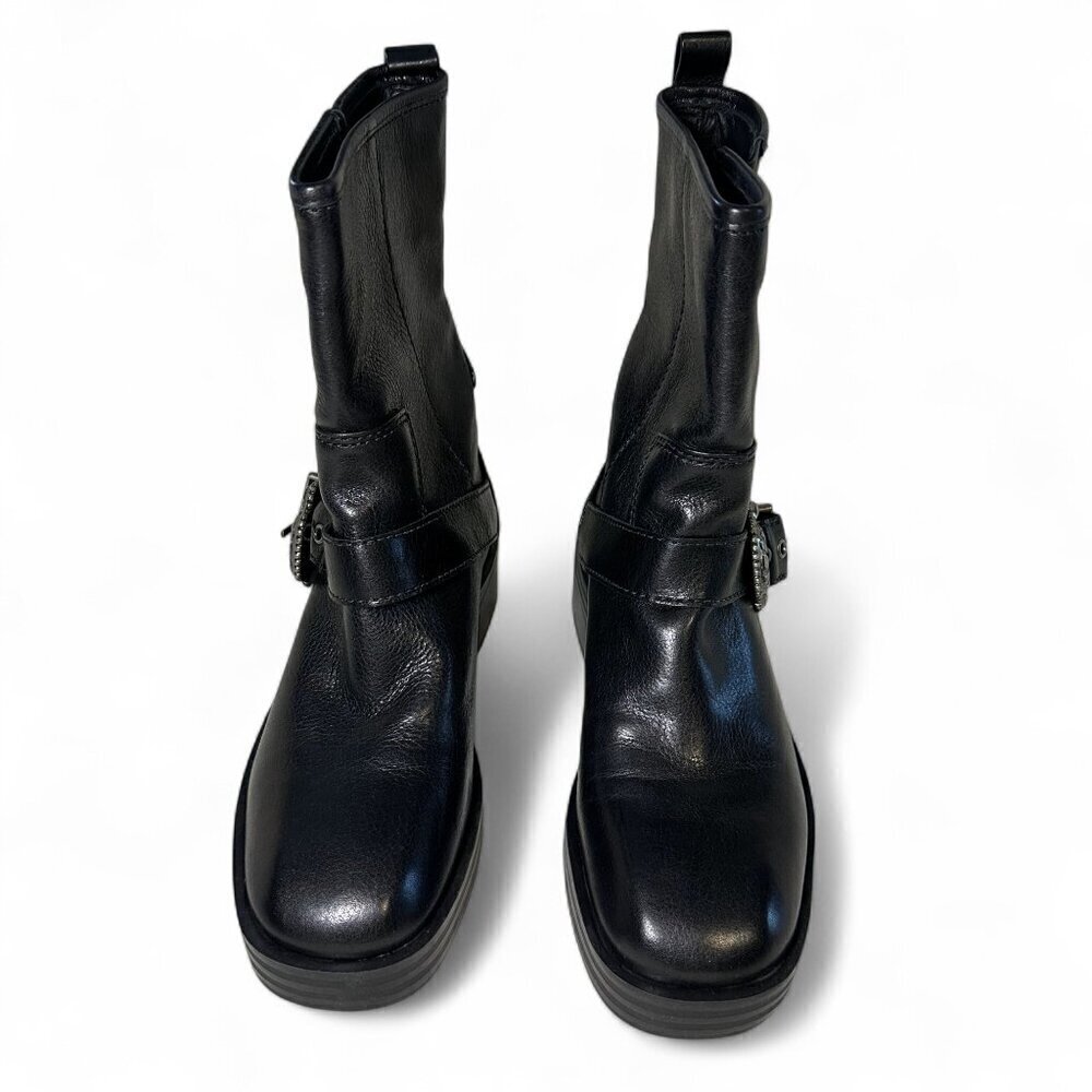 Larroude Women's Hardy Buckle Black Moto Boot EU 37.5 NEW IN BOX - Picture 3 of 16